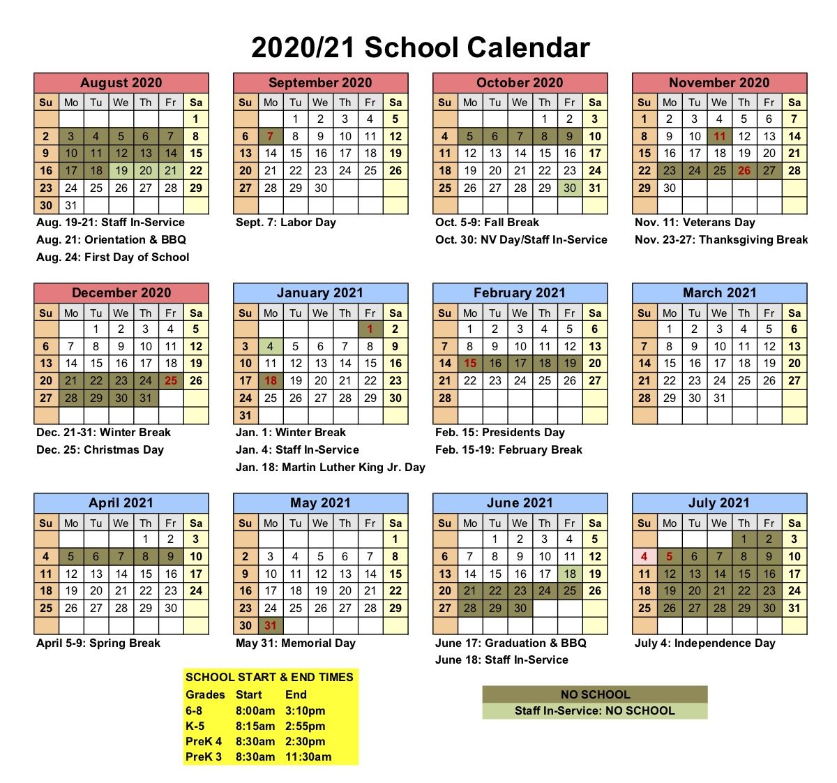 Lake County Schools Calendar 2021 Calendar 2021